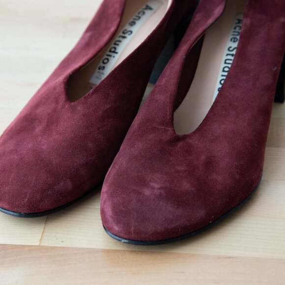 Acne Studios Burgundy Suede Leather Pumps, Size US 6.5 / EU 37 | Dust Bag Inc - Picture 11 of 13